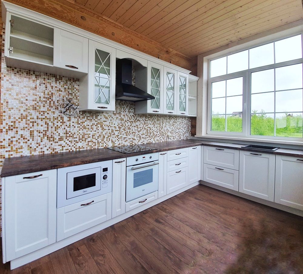 Белый кухонный гарнитур-Кухня МДФ в эмали «Модель 525»-фото1
