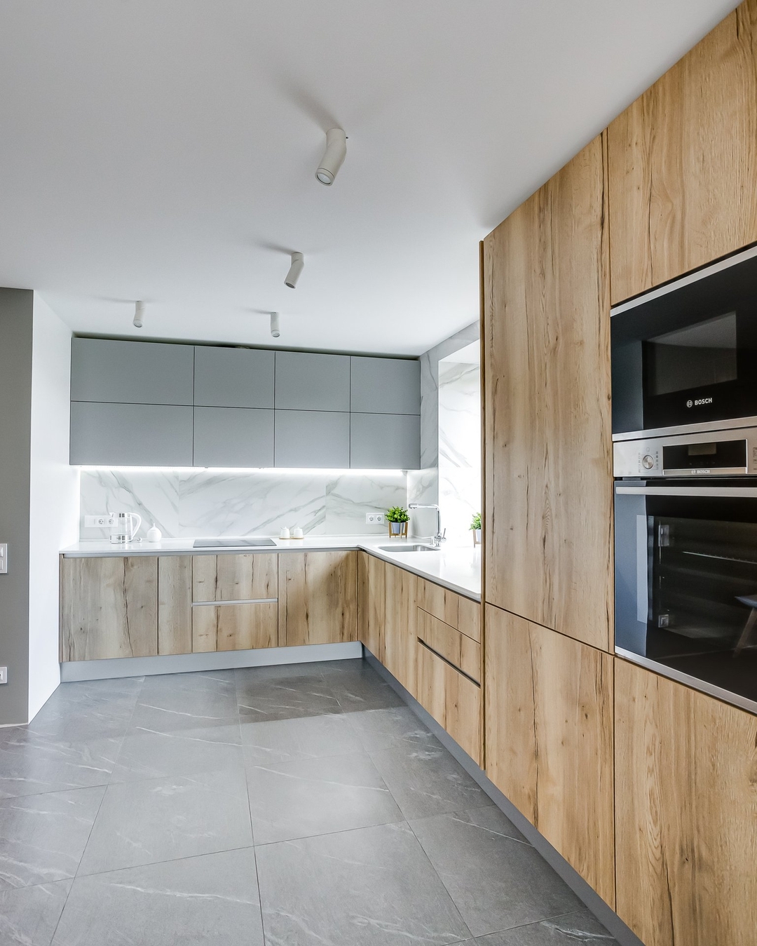 Высокие кухни под потолок-Кухня Эггер Дуб галифакс «Модель 755»-фото7