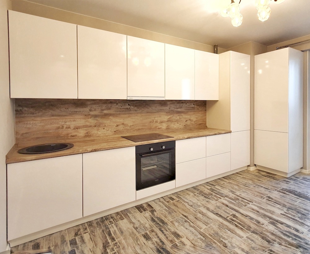 Белый кухонный гарнитур-Прямая кухня в эмали «Модель 783»-фото3