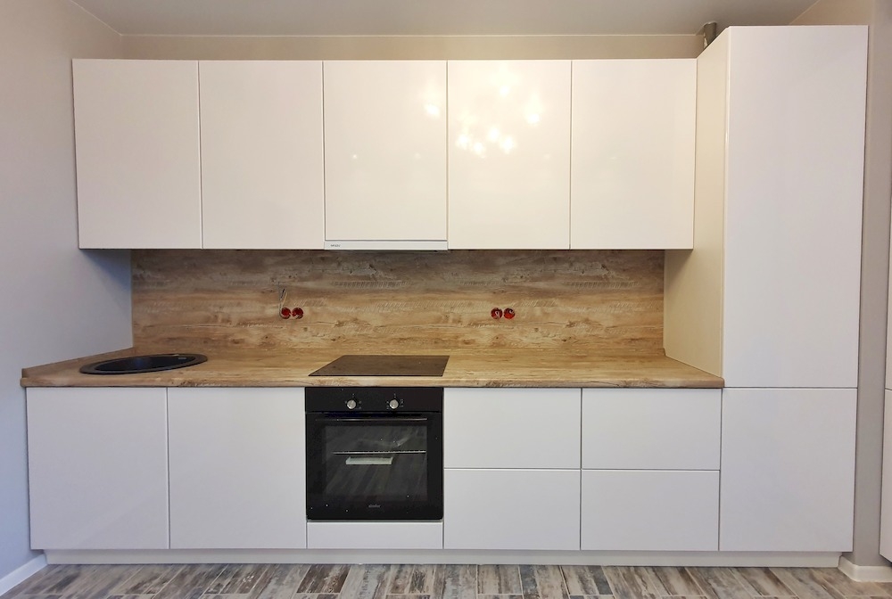 Белый кухонный гарнитур-Прямая кухня в эмали «Модель 783»-фото2