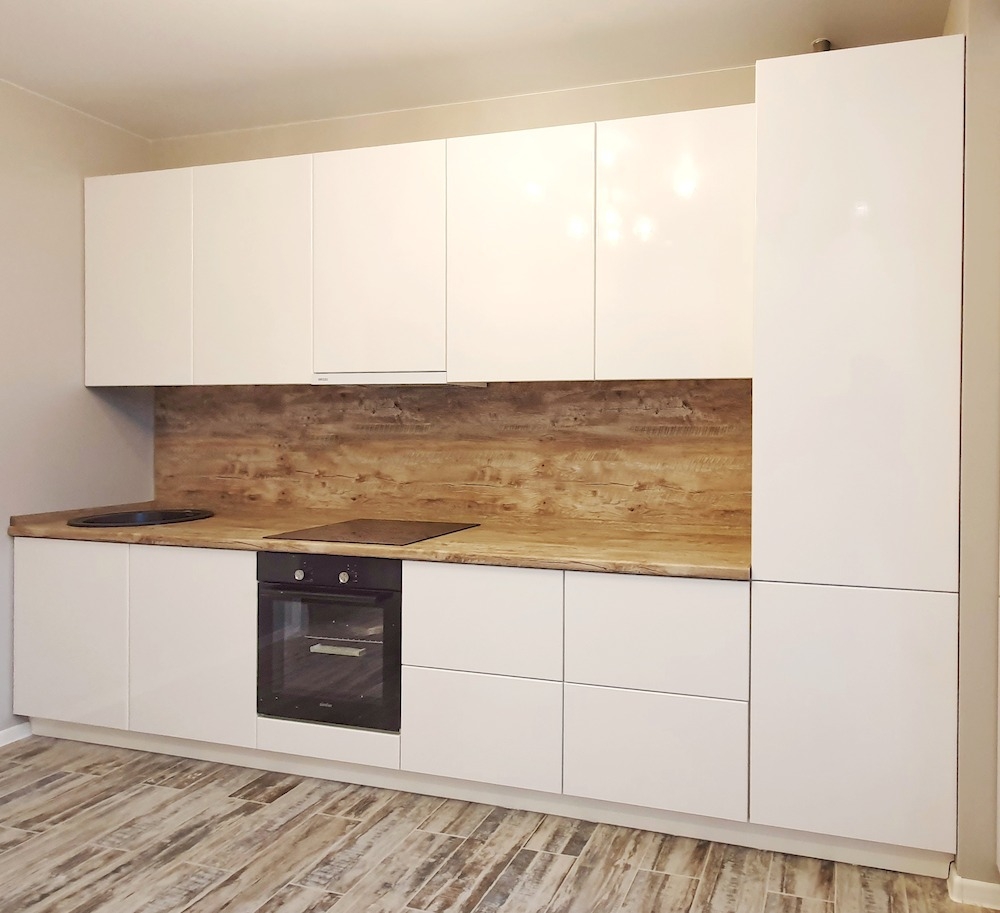 Белый кухонный гарнитур-Прямая кухня в эмали «Модель 783»-фото1