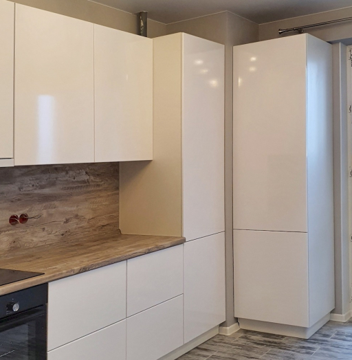Белый кухонный гарнитур-Прямая кухня в эмали «Модель 783»-фото9