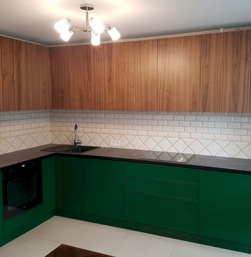 Купить зеленую кухню-Кухня МДФ в эмали «Модель 162»-фото5